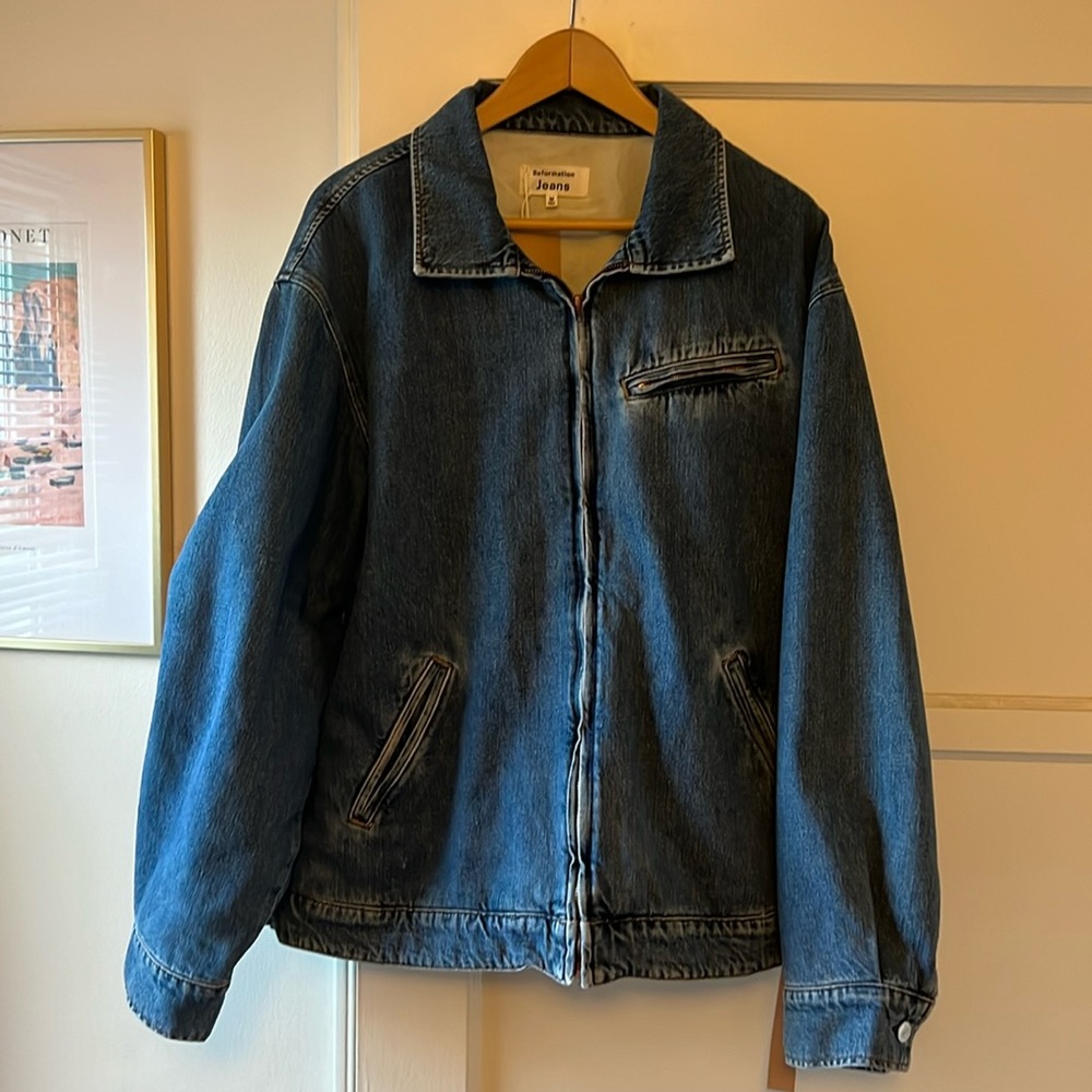 REFORMATION MARCO DENIM BOMBER JACKET- Size Medium